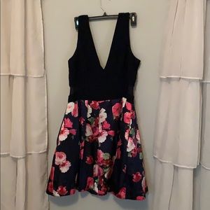 Navy and pink floral party/homecoming dress